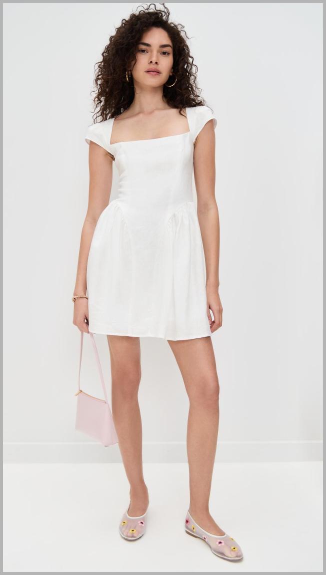 Reformation Oaklyn Linen Dress - White - [M] Price Integrity Rank ( 0 )